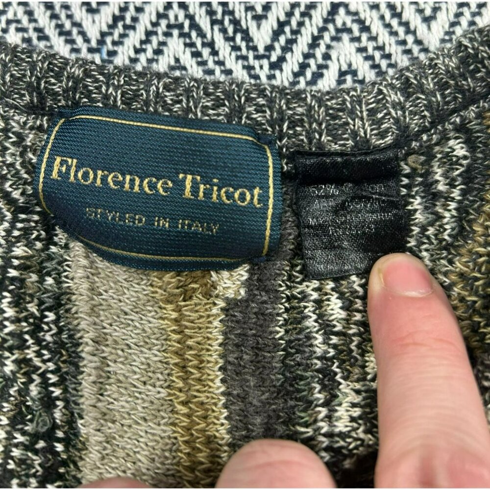 Vintage Florence Tricot Italy Grandpa Coogi Knit Sweater Abstract Pattern L V-Ne - Picture 3 of 6